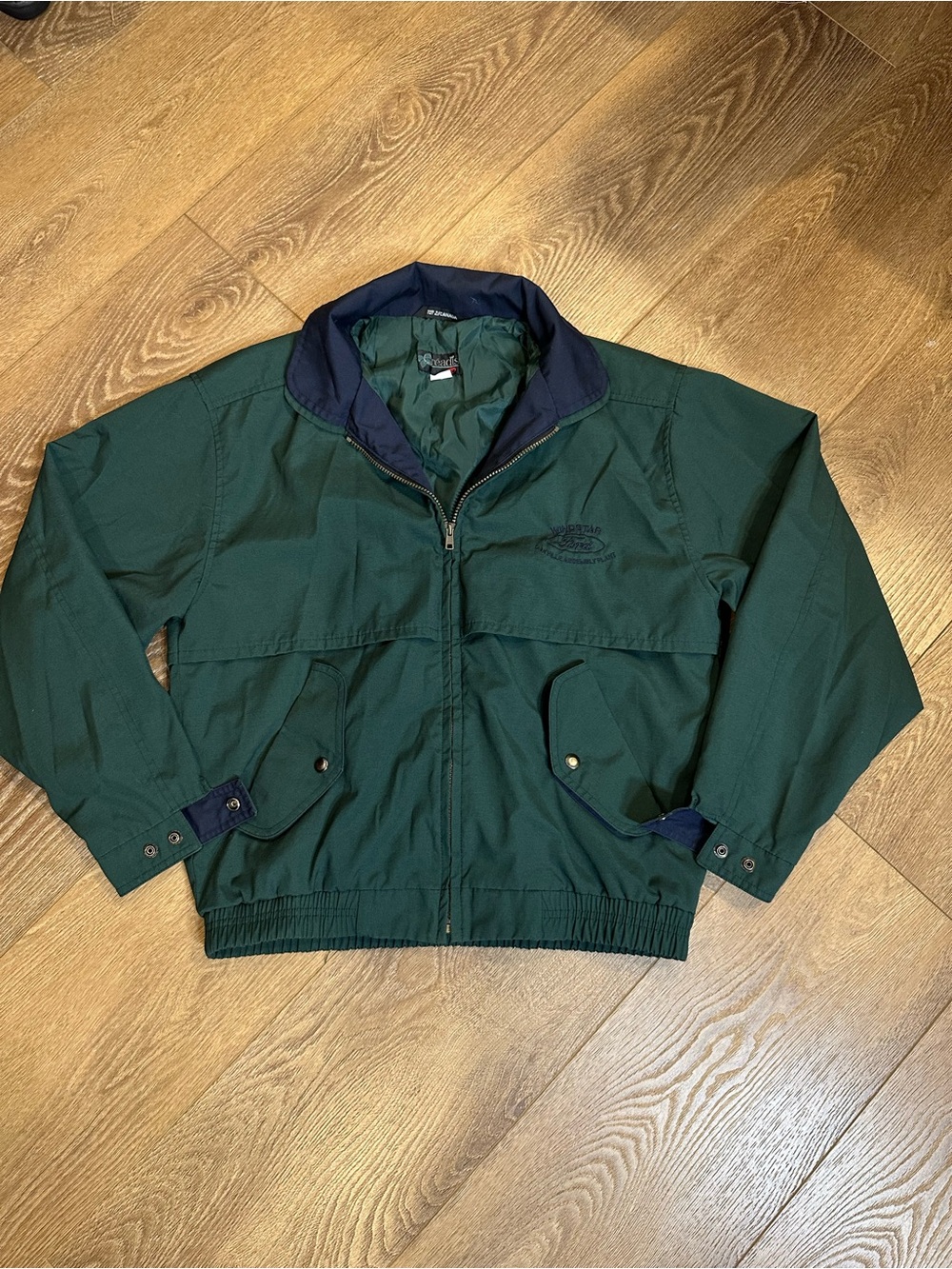 Vintage Ford Oakville Union Made Forest Green Men's Jacket with Navy Trim sz S